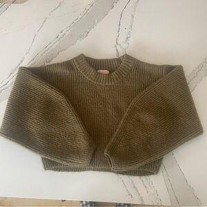 Urban Outfitters olive green cropped balloon sleeve sweater size small boho